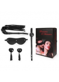 Эротический набор в черном цвете: маска, кляп, пэстисы, плётка - Notabu - купить с доставкой в Тамбове