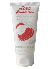 Лубрикант на водной основе с ароматом малины Love Protection Strawberry - 50 мл. - Lola Games - купить с доставкой в Тамбове