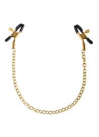 Чёрные с золотом зажимы на соски Gold Chain Nipple Clamps - Pipedream - купить с доставкой в Тамбове