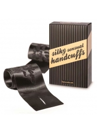 Черные ленты для связывания SILKY SENSUAL HANDCUFFS - Bijoux Indiscrets - купить с доставкой в Тамбове
