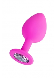 Розовая анальная втулка Brilliant с прозрачным кристаллом - 8 см. - ToyFa - купить с доставкой в Тамбове