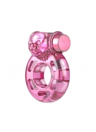 Розовое эрекционное кольцо с вибрацией Pink Bear - Baile - в Тамбове купить с доставкой