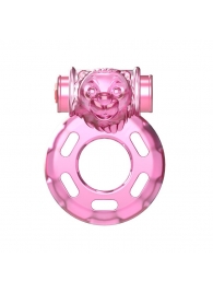 Розовое эрекционное кольцо с вибрацией Pink Bear - Baile - в Тамбове купить с доставкой