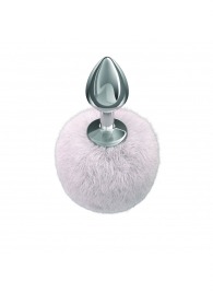 Серебристая анальная пробка с белым пушистым хвостиком Twinkle - Lola Games - купить с доставкой в Тамбове