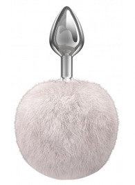 Серебристая анальная пробка с белым пушистым хвостиком Twinkle - Lola Games - купить с доставкой в Тамбове