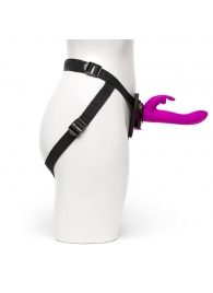 Лиловый страпон Rechargeable Vibrating Strap-On Harness Set - 17,6 см. - Happy Rabbit - купить с доставкой в Тамбове