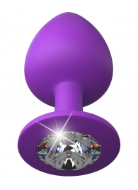 Фиолетовая анальная пробка со стразом Her Little Gem Large Plug - 9,5 см. - Pipedream - купить с доставкой в Тамбове