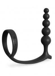Черная анальная цепочка с эрекционным кольцом Ass-gasm Cockring Anal Beads - Pipedream - в Тамбове купить с доставкой