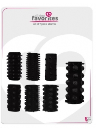 Набор из 7 черных насадок PENIS SLEEVES SET - Dream Toys - в Тамбове купить с доставкой