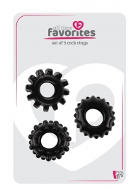 Набор из 3 черных эрекционных колец SET OF 3 COCKRINGS - Dream Toys - в Тамбове купить с доставкой