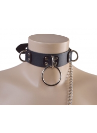 Черный кожаный ошейник Big Ring - Sitabella - купить с доставкой в Тамбове