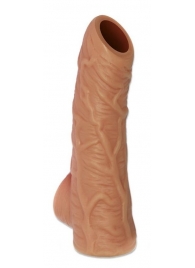 Телесная открытая насадка-реалистик с подхватом мошонки Nude Sleeve M - 12 см. - KOKOS - в Тамбове купить с доставкой