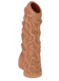 Телесная насадка с венками и открытой головкой Nude Sleeve M - 12 см. - KOKOS - в Тамбове купить с доставкой