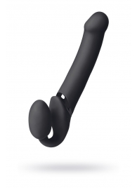 Черный безремневой вибрострапон Vibrating Bendable Strap-On L - Strap-on-me - купить с доставкой в Тамбове