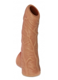 Телесная открытая насадка-реалистик с подхватом мошонки Nude Sleeve S - 10 см. - KOKOS - в Тамбове купить с доставкой
