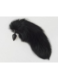 Черная анальная пробка с хвостом из черного песца - Sitabella