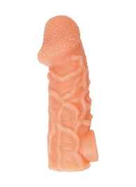 Телесная закрытая насадка с венками Cock Sleeve Size M - 15,6 см. - KOKOS - в Тамбове купить с доставкой
