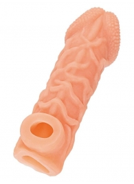 Телесная закрытая насадка с венками Cock Sleeve Size M - 15,6 см. - KOKOS - в Тамбове купить с доставкой