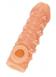 Телесная закрытая насадка с пучками шишечек Cock Sleeve Size L - 17,6 см. - KOKOS - в Тамбове купить с доставкой
