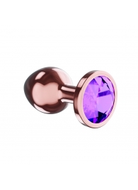 Пробка цвета розового золота с фиолетовым кристаллом Diamond Amethyst Shine S - 7,2 см. - Lola Games - купить с доставкой в Тамбове