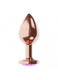 Пробка цвета розового золота с фиолетовым кристаллом Diamond Amethyst Shine S - 7,2 см. - Lola Games - купить с доставкой в Тамбове
