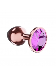 Пробка цвета розового золота с лиловым кристаллом Diamond Quartz Shine L - 8,3 см. - Lola Games - купить с доставкой в Тамбове