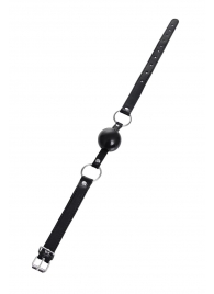 Черный кляп-шар на кожаных ремешках Anonymo - ToyFa - купить с доставкой в Тамбове