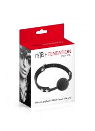 Черный силиконовый кляп-шарик на ремешках - Fetish Tentation - купить с доставкой в Тамбове