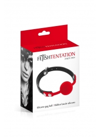 Красный кляп-шарик на черных ремешках - Fetish Tentation - купить с доставкой в Тамбове