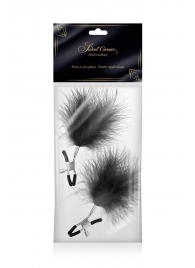 Зажимы на соски с черными пуховыми кисточками Sweet Caress Feather Nipple Clumps - Sweet Caress - купить с доставкой в Тамбове