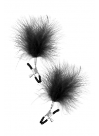 Зажимы на соски с черными пуховыми кисточками Sweet Caress Feather Nipple Clumps - Sweet Caress - купить с доставкой в Тамбове