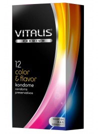 Цветные ароматизированные презервативы VITALIS PREMIUM color   flavor - 12 шт. - Vitalis - купить с доставкой в Тамбове