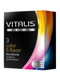 Цветные ароматизированные презервативы VITALIS PREMIUM color   flavor - 3 шт. - Vitalis - купить с доставкой в Тамбове