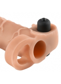 Телесная вибронасадка с кольцом Vibrating Real Feel 2 Extension - 16 см. - Pipedream - в Тамбове купить с доставкой