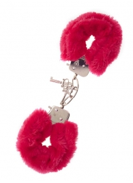 Металлические наручники с красной меховой опушкой METAL HANDCUFF WITH PLUSH RED - Dream Toys - купить с доставкой в Тамбове