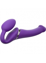 Фиолетовый безремневой вибрострапон Silicone Bendable Strap-On - size M - Strap-on-me - купить с доставкой в Тамбове