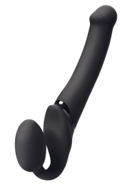 Черный безремневой вибрострапон Silicone Bendable Strap-On - size XL - Strap-on-me - купить с доставкой в Тамбове