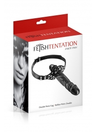 Черный кляп-фаллоимитатор Double Penis Gag - Fetish Tentation - купить с доставкой в Тамбове