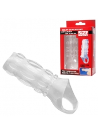 Насадка на пенис с кольцом для мошонки Clear Sensations Enhancer Sex Sleeve - 11,5 см. - XR Brands - в Тамбове купить с доставкой