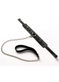 Черный ошейник с шипами и поводком - Crazy Handmade - купить с доставкой в Тамбове