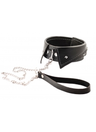 Черный ошейник-воротничок с металлическим поводком - Crazy Handmade - купить с доставкой в Тамбове