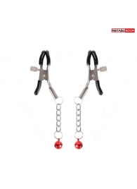 Серебристые зажимы на соски с шариками на цепочках - Notabu - купить с доставкой в Тамбове