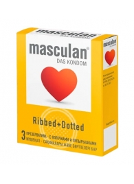Презервативы с колечками и пупырышками Masculan Ribbed+Dotted - 3 шт. - Masculan - купить с доставкой в Тамбове