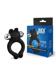 Черное силиконовое эрекционное виброкольцо Sex Expert - Sex Expert - в Тамбове купить с доставкой