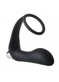 Черное эрекционное кольцо с вибропробкой Vibrating Anal Plug With Cockring - Dream Toys - в Тамбове купить с доставкой
