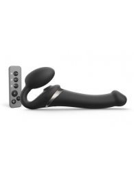 Черный безремневой страпон Multi Orgasm Size M с клиторальной стимуляцией - Strap-on-me - купить с доставкой в Тамбове