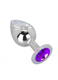 Большой плаг из стали с фиолетовым кристаллом Violet Dream - 9,5 см. - Erotic Fantasy - купить с доставкой в Тамбове