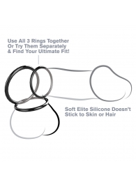 Набор из трех черных эрекционных колец Silicone 3-Ring Stamina Set - Pipedream - в Тамбове купить с доставкой
