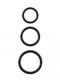 Набор из трех черных эрекционных колец Silicone 3-Ring Stamina Set - Pipedream - в Тамбове купить с доставкой