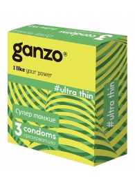 Ультратонкие презервативы Ganzo Ultra thin - 3 шт. - Ganzo - купить с доставкой в Тамбове